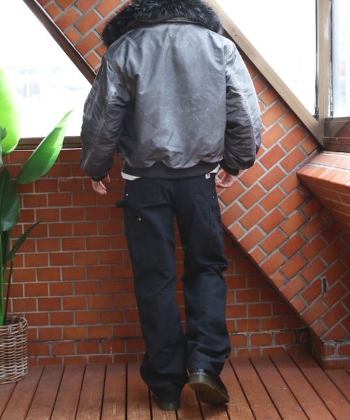 ８(eight)（エイト）の「ヴィンテージ加工ファー脱着フライトジャケット（ブルゾン・メンズ・グレー/ブラック/カーキ・MEDIUM/LARGE）」の22枚目の写真