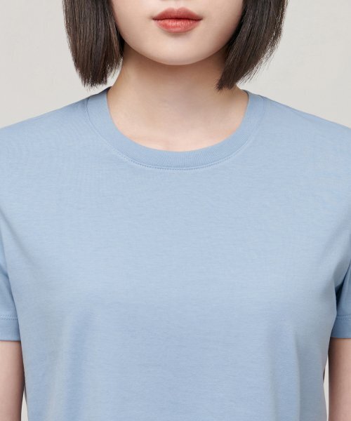 MUSINSA STANDARD WOMAN（ムシンサスタンダードウーマン）の「[クールタンダード] ウィメンズ クルーネック クロップTシャツ [スカイブルー]（Tシャツ/カットソー・レディース・その他・SMALL/MEDIUM/LARGE/X-LARGE/X-SMALL）」の3枚目の写真