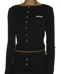 CRANK（クランク）の「Heart Button Eyelet Cardigan_Black（カーディガン/ボレロ）」