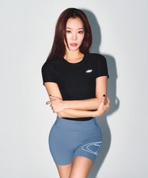 W FITNESS RIBBED T-SHIRTS [BLACK]