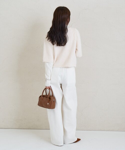 mystic（ミスティック）の「ふわふわ半袖ニット カーディガン（カーディガン/ボレロ・レディース・オフホワイト/チャコールグレー/ブルー・FREE）」の7枚目の写真