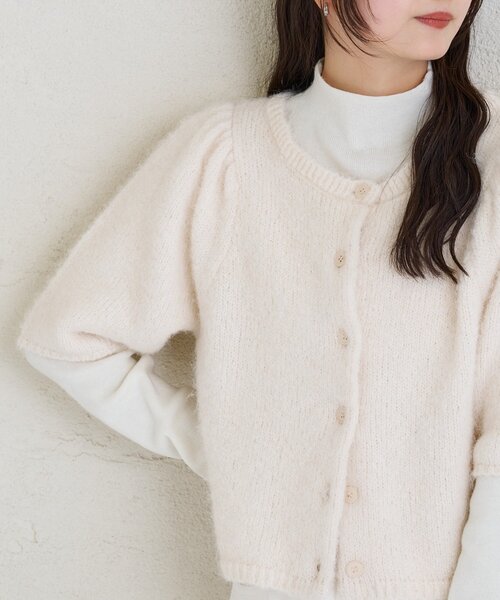 mystic（ミスティック）の「ふわふわ半袖ニット カーディガン（カーディガン/ボレロ・レディース・オフホワイト/チャコールグレー/ブルー・FREE）」の10枚目の写真