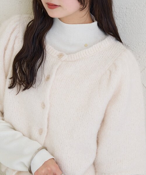 mystic（ミスティック）の「ふわふわ半袖ニット カーディガン（カーディガン/ボレロ・レディース・オフホワイト/チャコールグレー/ブルー・FREE）」の12枚目の写真