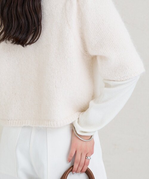 mystic（ミスティック）の「ふわふわ半袖ニット カーディガン（カーディガン/ボレロ・レディース・オフホワイト/チャコールグレー/ブルー・FREE）」の13枚目の写真