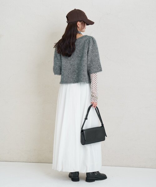 mystic（ミスティック）の「ふわふわ半袖ニット カーディガン（カーディガン/ボレロ・レディース・オフホワイト/チャコールグレー/ブルー・FREE）」の20枚目の写真