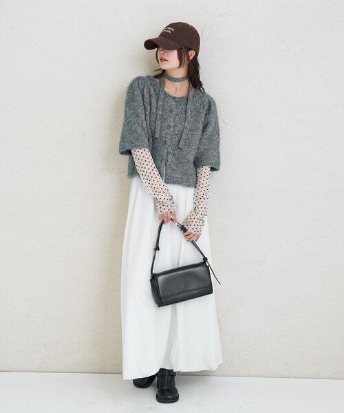 mystic（ミスティック）の「ふわふわ半袖ニット カーディガン（カーディガン/ボレロ・レディース・オフホワイト/チャコールグレー/ブルー・FREE）」の22枚目の写真