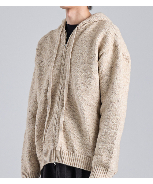 BUTTON SEOUL（ボタンソウル）の「テクスチャードフードジップニット（ベージュ）（パーカー・メンズ・その他・MEDIUM/LARGE/X-LARGE）」の6枚目の写真