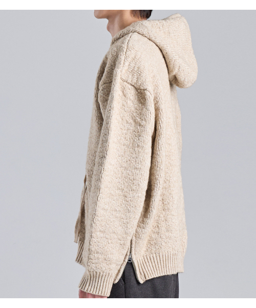 BUTTON SEOUL（ボタンソウル）の「テクスチャードフードジップニット（ベージュ）（パーカー・メンズ・その他・MEDIUM/LARGE/X-LARGE）」の7枚目の写真