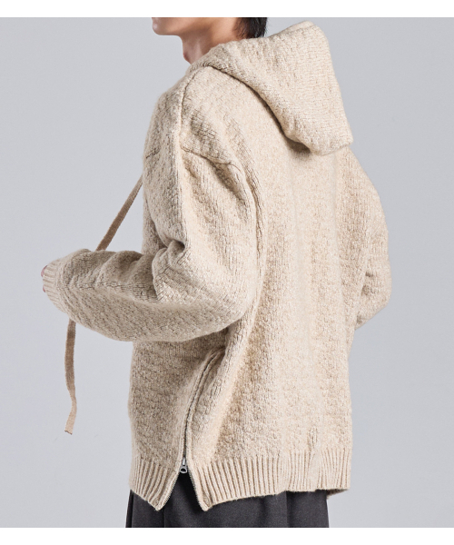 BUTTON SEOUL（ボタンソウル）の「テクスチャードフードジップニット（ベージュ）（パーカー・メンズ・その他・MEDIUM/LARGE/X-LARGE）」の8枚目の写真