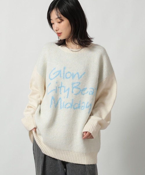 LAKOLE（ラコレ）の「ソフトシャギーロゴジャガードニット / 603288（ニット/セーター・レディース・チャコール/レッド/オフホワイト/イエロー・FREE）」の2枚目の写真