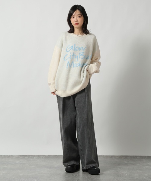 LAKOLE（ラコレ）の「ソフトシャギーロゴジャガードニット / 603288（ニット/セーター・レディース・チャコール/レッド/オフホワイト/イエロー・FREE）」の12枚目の写真