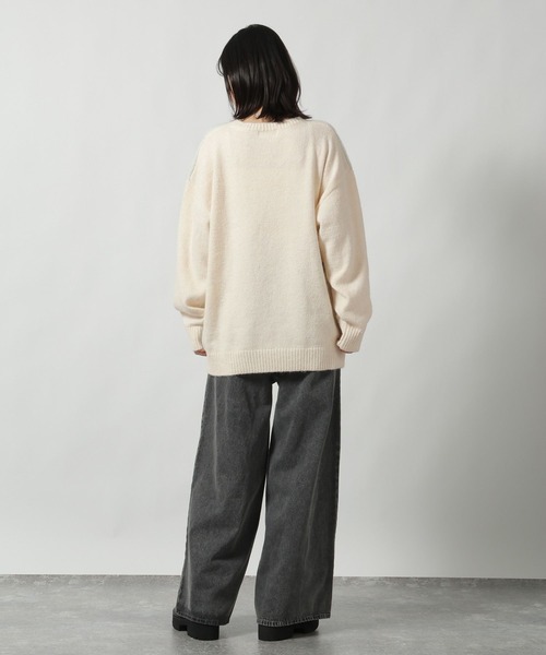 LAKOLE（ラコレ）の「ソフトシャギーロゴジャガードニット / 603288（ニット/セーター・レディース・チャコール/レッド/オフホワイト/イエロー・FREE）」の14枚目の写真