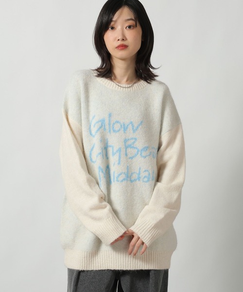 LAKOLE（ラコレ）の「ソフトシャギーロゴジャガードニット / 603288（ニット/セーター・レディース・チャコール/レッド/オフホワイト/イエロー・FREE）」の15枚目の写真