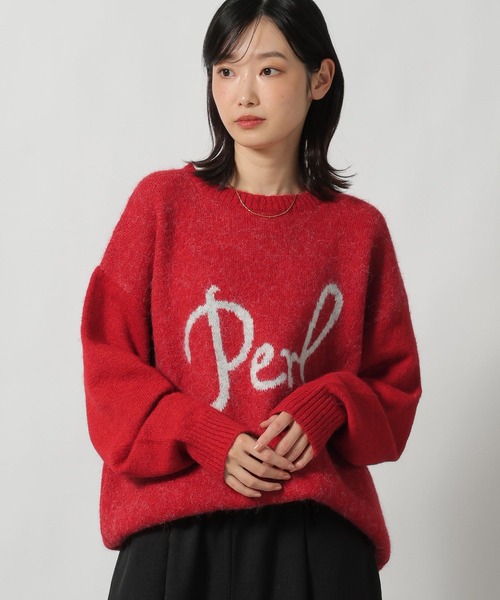 LAKOLE（ラコレ）の「ソフトシャギーロゴジャガードニット / 603288（ニット/セーター・レディース・チャコール/レッド/オフホワイト/イエロー・FREE）」の20枚目の写真