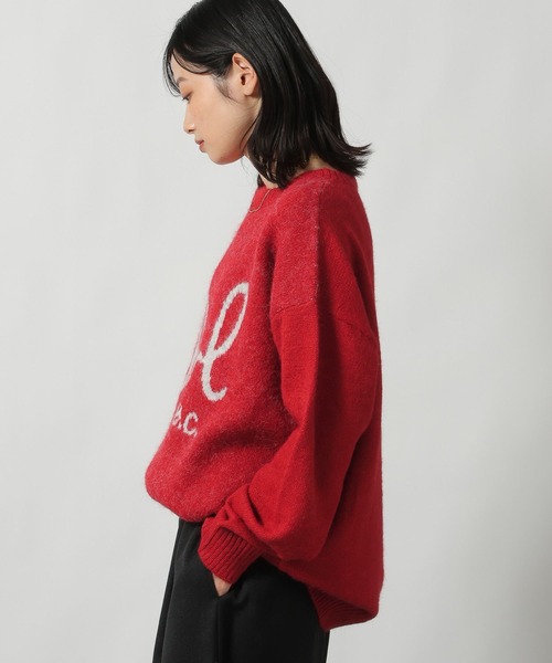 LAKOLE（ラコレ）の「ソフトシャギーロゴジャガードニット / 603288（ニット/セーター・レディース・チャコール/レッド/オフホワイト/イエロー・FREE）」の21枚目の写真