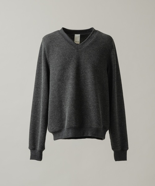 CASPER JOHN（キャスパージョン）の「Compact waffle V-neck sweat/コンパクトワッフルVネックスウェット（スウェット・メンズ・ホワイト/ブラック/オリーブ・X-SMALL/LARGE/MEDIUM/SMALL）」の7枚目の写真