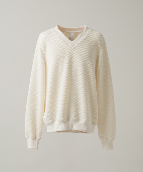 CASPER JOHN（キャスパージョン）の「Compact waffle V-neck sweat/コンパクトワッフルVネックスウェット（スウェット・メンズ・ホワイト/ブラック/オリーブ・X-SMALL/LARGE/MEDIUM/SMALL）」の15枚目の写真