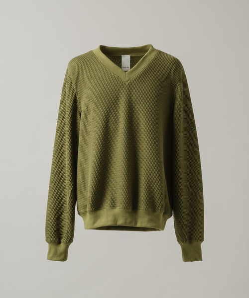 CASPER JOHN（キャスパージョン）の「Compact waffle V-neck sweat/コンパクトワッフルVネックスウェット（スウェット・メンズ・ホワイト/ブラック/オリーブ・X-SMALL/LARGE/MEDIUM/SMALL）」の19枚目の写真