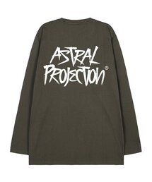 グラフィティレタリングオーバーサイズロングスリーブTシャツ_カーキ