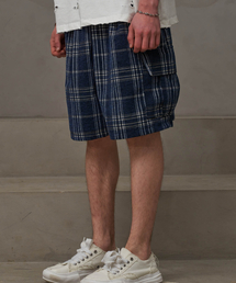 TENER（テネル）の「TNRチェックカーゴバミューダパンツ（ブルー）（その他パンツ）」