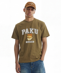 パク ロゴ 半袖Tシャツ オリーブ ホワイト
