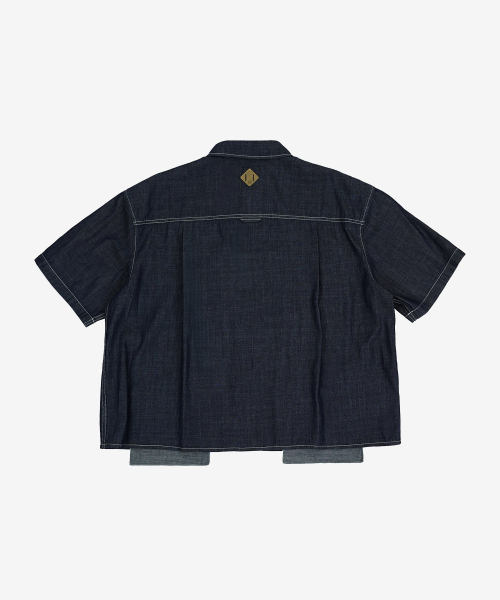 KZM(ケージエム)の「オーバーフィットデニム半袖シャツ(シャツ/ブラウス・レディース・ブルー・MEDIUM/LARGE/X-LARGE)」の5枚目の写真