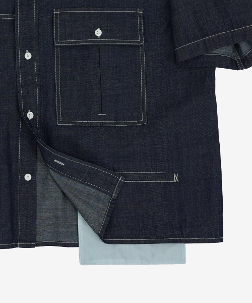 KZM(ケージエム)の「オーバーフィットデニム半袖シャツ(シャツ/ブラウス・レディース・ブルー・MEDIUM/LARGE/X-LARGE)」の8枚目の写真