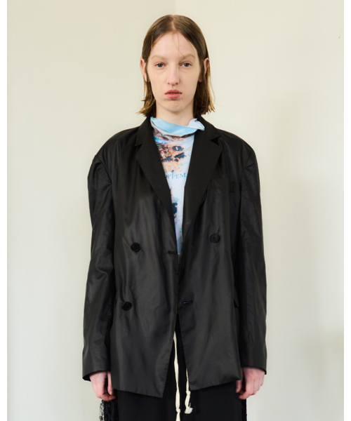 NYLON LIGHT DOUBLE BLAZER (Black)