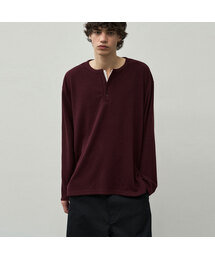 ALYSS（アリス）の「ウォッシャブルレイヤードヘンリーネックニットTシャツ[バーガンディ]（Tシャツ/カットソー）」