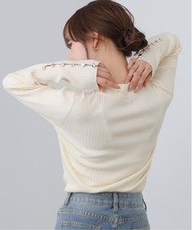Bab（バブ）の「【選べるサイズ展開】袖ボタンハイネックリブニットトップス（ニット/セーター）」