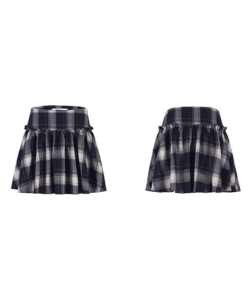 Fano Studios（ファノ ストゥディオズ）の「チェック柄 ギャザーミニスカート FD25B014【Fano Studios】【2025AW】（スカート・レディース・ダークネイビー・S/M/L）」の10枚目の写真
