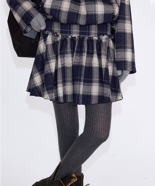 Fano Studios（ファノ ストゥディオズ）の「チェック柄 ギャザーミニスカート FD25B014【Fano Studios】【2025AW】（スカート・レディース・ダークネイビー・S/M/L）」の7枚目の写真