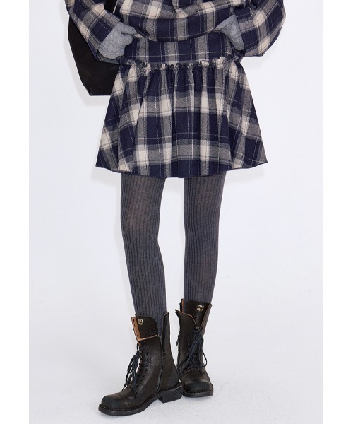 Fano Studios（ファノ ストゥディオズ）の「チェック柄 ギャザーミニスカート FD25B014【Fano Studios】【2025AW】（スカート・レディース・ダークネイビー・S/M/L）」の6枚目の写真