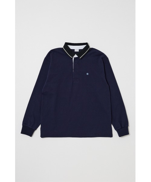 MOUSSY(マウジー)の「OVER POLO ロングスリーブシャツ(ポロシャツ・レディース・ブルー系その他3/ライトイエロー/ネイビー・FREE)」の2枚目の写真