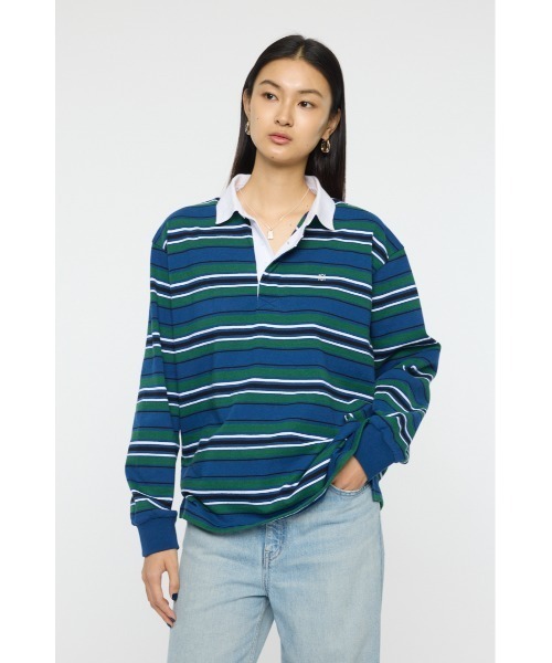 MOUSSY(マウジー)の「OVER POLO ロングスリーブシャツ(ポロシャツ・レディース・ブルー系その他3/ライトイエロー/ネイビー・FREE)」の20枚目の写真