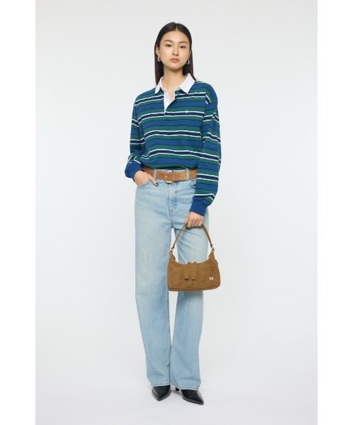 MOUSSY(マウジー)の「OVER POLO ロングスリーブシャツ(ポロシャツ・レディース・ブルー系その他3/ライトイエロー/ネイビー・FREE)」の21枚目の写真