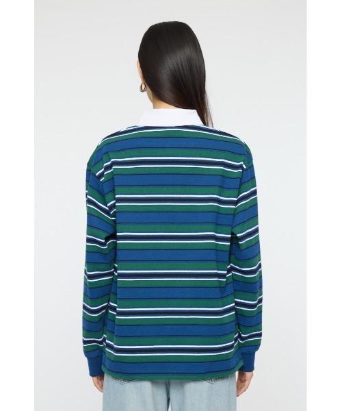 MOUSSY(マウジー)の「OVER POLO ロングスリーブシャツ(ポロシャツ・レディース・ブルー系その他3/ライトイエロー/ネイビー・FREE)」の7枚目の写真