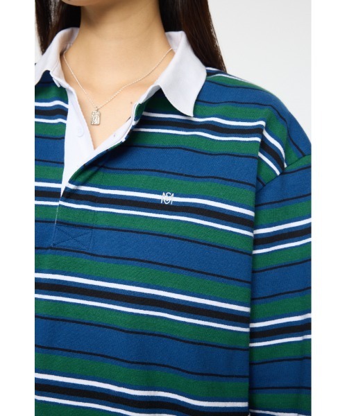 MOUSSY(マウジー)の「OVER POLO ロングスリーブシャツ(ポロシャツ・レディース・ブルー系その他3/ライトイエロー/ネイビー・FREE)」の9枚目の写真