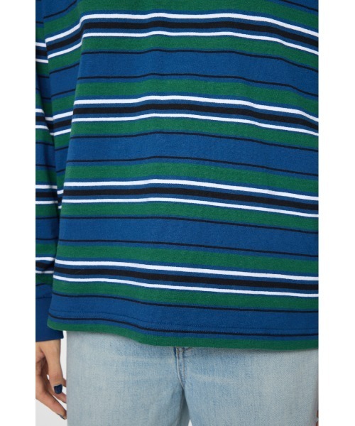 MOUSSY(マウジー)の「OVER POLO ロングスリーブシャツ(ポロシャツ・レディース・ブルー系その他3/ライトイエロー/ネイビー・FREE)」の11枚目の写真