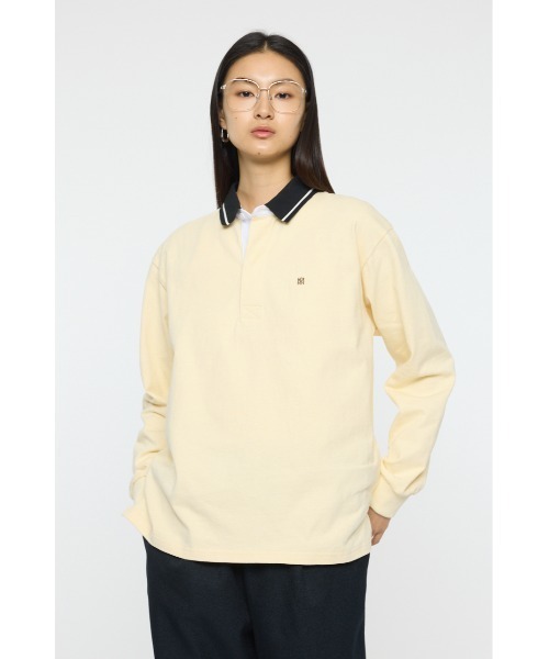 MOUSSY(マウジー)の「OVER POLO ロングスリーブシャツ(ポロシャツ・レディース・ブルー系その他3/ライトイエロー/ネイビー・FREE)」の14枚目の写真
