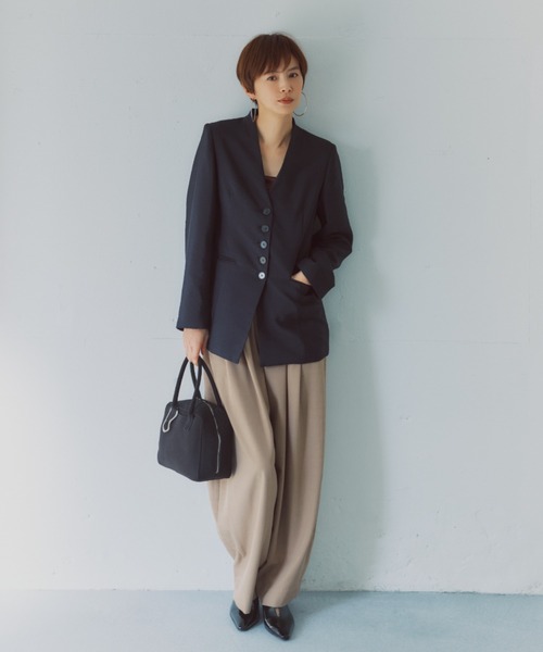 A part by（アパートバイ）の「【セレモニー】C*フィットノーカラージャケット（ノーカラージャケット・レディース・ネイビー/ブラック・MEDIUM/SMALL）」の17枚目の写真