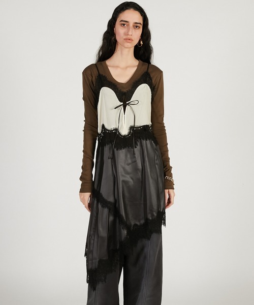 PRANK PROJECT(プランクプロジェクト)の「【2026Spring Pre-Order】アシンメトリックランジェリーチュニック / Asymmetrical Ruffle Tunic(その他トップス・レディース・マルチ/ブラック・FREE)」の1枚目の写真