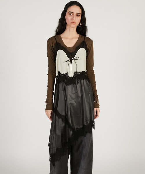 PRANK PROJECT(プランクプロジェクト)の「【2026Spring Pre-Order】アシンメトリックランジェリーチュニック / Asymmetrical Ruffle Tunic(その他トップス・レディース・マルチ/ブラック・FREE)」の14枚目の写真