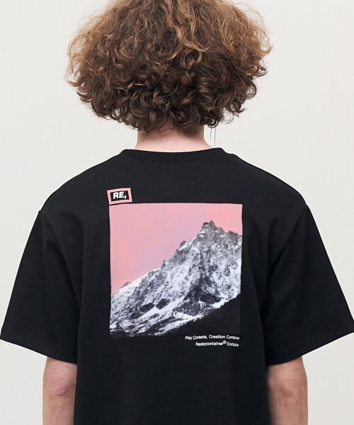 replaycontainer(リプレイコンテナ)の「RE square black campaign half tee (pink mountain)(Tシャツ/カットソー・メンズ・その他・FREE)」の2枚目の写真