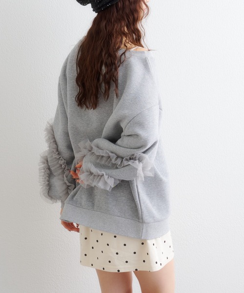 w closet(ダブルクローゼット)の「チュールフリルスウェット(Tシャツ/カットソー・レディース・ピンク/グレー/チャコールグレー/アイボリー・SMALL/MEDIUM)」の17枚目の写真