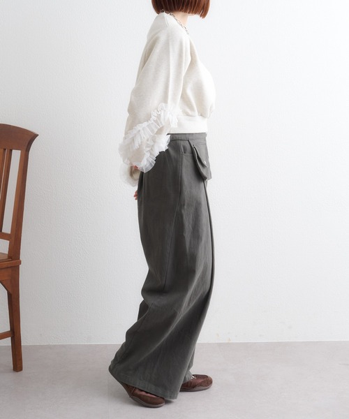 w closet(ダブルクローゼット)の「チュールフリルスウェット(Tシャツ/カットソー・レディース・ピンク/グレー/チャコールグレー/アイボリー・SMALL/MEDIUM)」の11枚目の写真