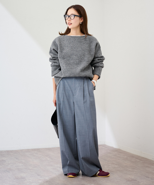 FRAMeWORK（フレームワーク）の「WOOLブークレジャージー（Tシャツ/カットソー・レディース・アイボリー/グレー・FREE）」の3枚目の写真