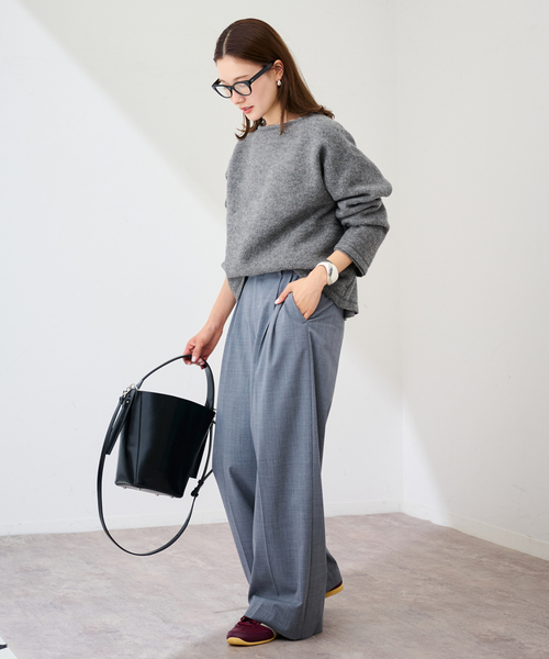 FRAMeWORK（フレームワーク）の「WOOLブークレジャージー（Tシャツ/カットソー・レディース・アイボリー/グレー・FREE）」の4枚目の写真