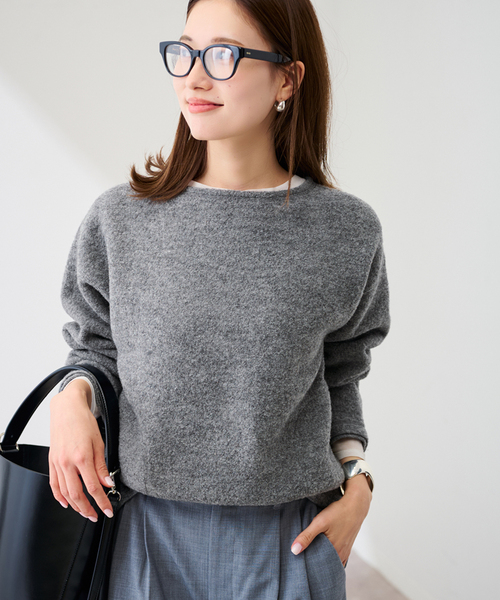 FRAMeWORK（フレームワーク）の「WOOLブークレジャージー（Tシャツ/カットソー・レディース・アイボリー/グレー・FREE）」の6枚目の写真