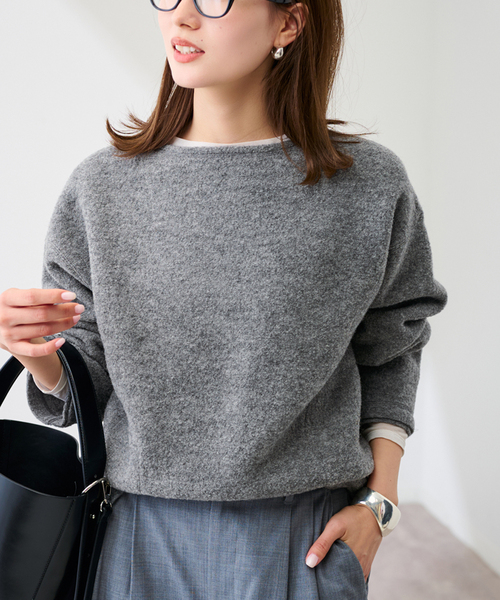 FRAMeWORK（フレームワーク）の「WOOLブークレジャージー（Tシャツ/カットソー・レディース・アイボリー/グレー・FREE）」の7枚目の写真